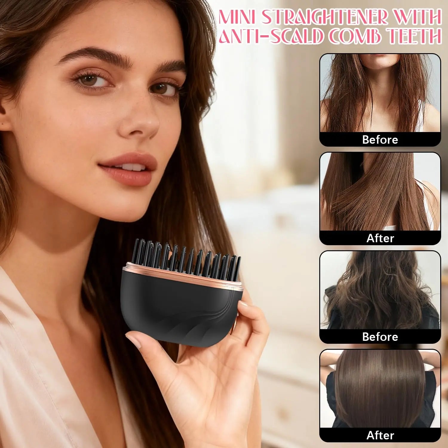 mini cordless hair straightener brush
