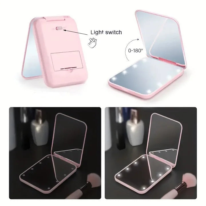 GlowMirror - mini Compact LED Mirror